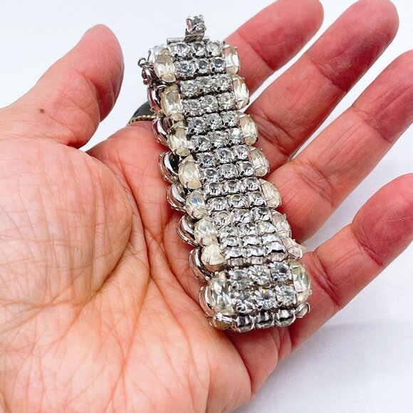 Vintage Kramer Of New York Rhinestone & Silver-Tone Bracelet - Picture 5 of 10